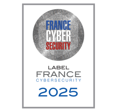 Label France Cybersecurity 2025, logo officiel indiquant la certification de cybersécurité française pour l'année 2025 pour mc2i.