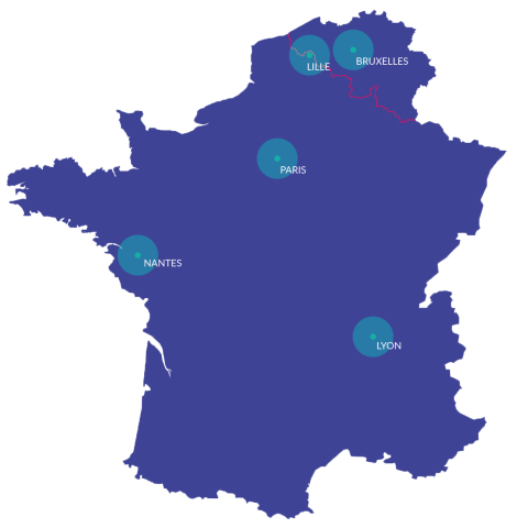 mc2i intervient en Ile-de-France, à Lille, Lyon, Nantes et Bruxelles