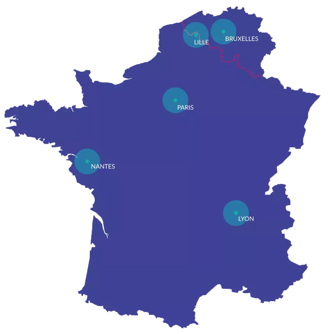 mc2i intervient en Ile-de-France, à Lille, Lyon, Nantes et Bruxelles